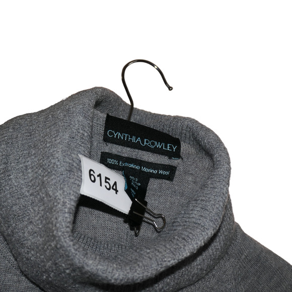 Cynthia Rowley Tunic Sweater Women Small Gray Cowl Neck Merino Wool Quiet Luxury - Picture 6 of 6